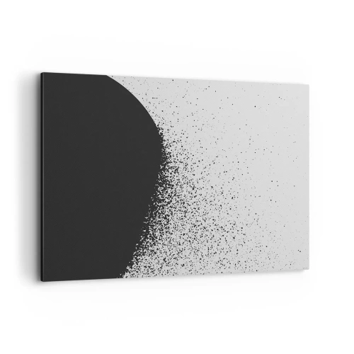 Quadro su tela - Stampe su Tela - Motivo astratto con particelle nere su sfondo chiaro - 100x70cm - Il movimento delle particelle - Decorazione murale moderna per soggiorno e camera da letto ARTTOR