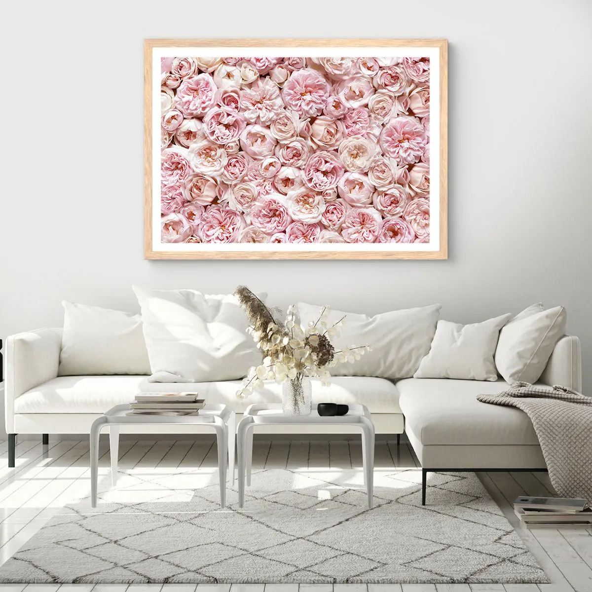 Poster in cornice rovere chiaro - Coperto di rose - 91x61 cm