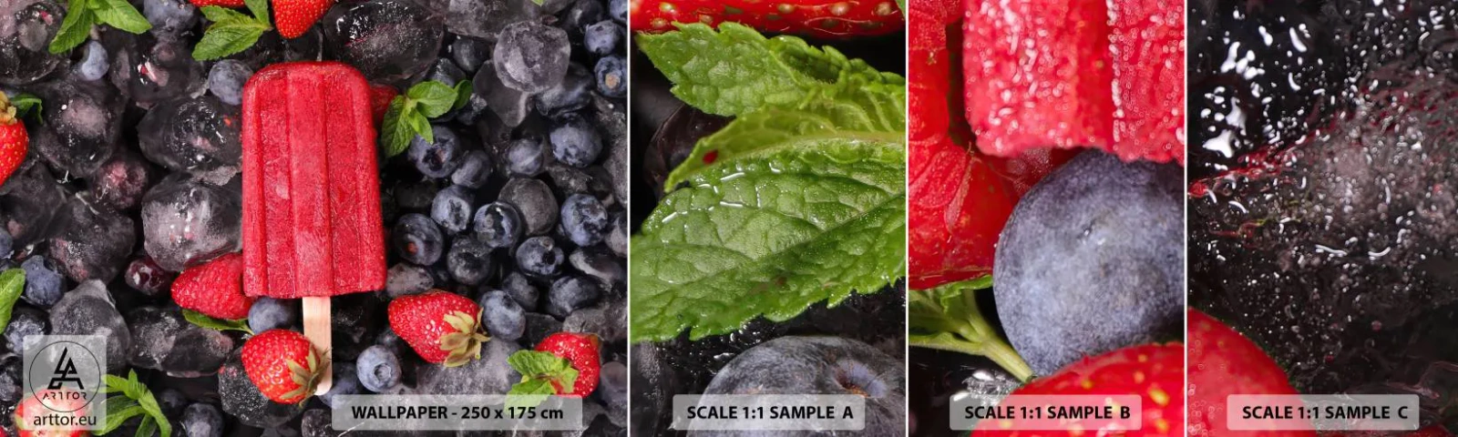 Campione Di Fotomurale Standard Eco - Il sapore della calda estate - Gelato, Frutta, Salute - 100x30 cm