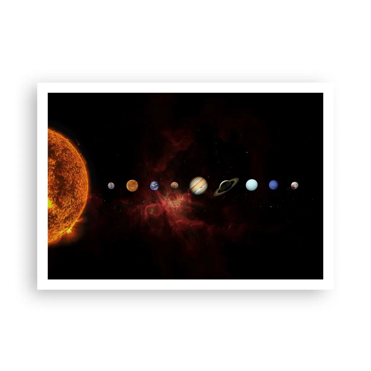 Poster - Il sistema solare con i pianeti sullo sfondo dello spazio - 100x70cm - Il nostro vicinato - Decorazione murale moderna per soggiorno e camera da letto ARTTOR