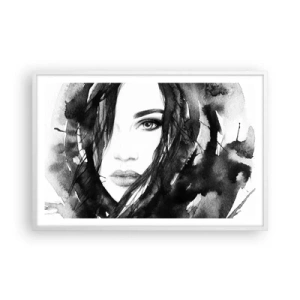 Poster in cornice bianca - Ritratto di donna in bianco e nero - 91x61 cm