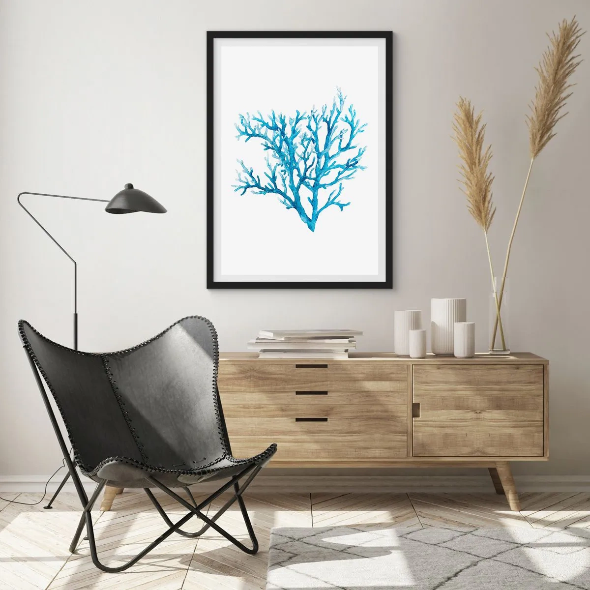 Poster in cornice nera - Filigrana marina - 70x100 cm