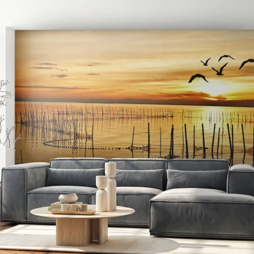 Fotomurali Autoadesivo Deluxe Sticker - Alla pesca - Paesaggio, Lago, Rete da pesca - 350x256 cm