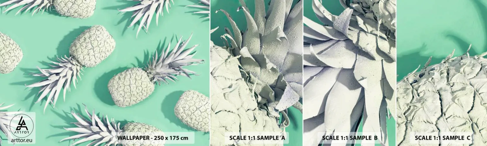 Campione di Fotomurale Adesivo Deluxe Sticker - Perfettamente adatti alla menta - Astrazione, Ananas, Pezzo - 100x30 cm