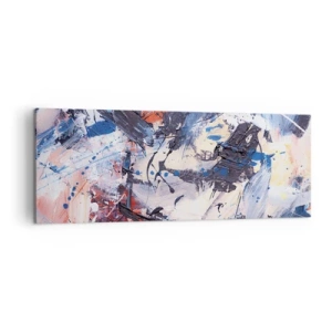 Quadro su tela - Stampe su Tela - Astrazione con pennellate dinamiche in blu e rosso. - 140x50cm - La danza folle dell'astrazione - Decorazione murale moderna per soggiorno e camera da letto ARTTOR