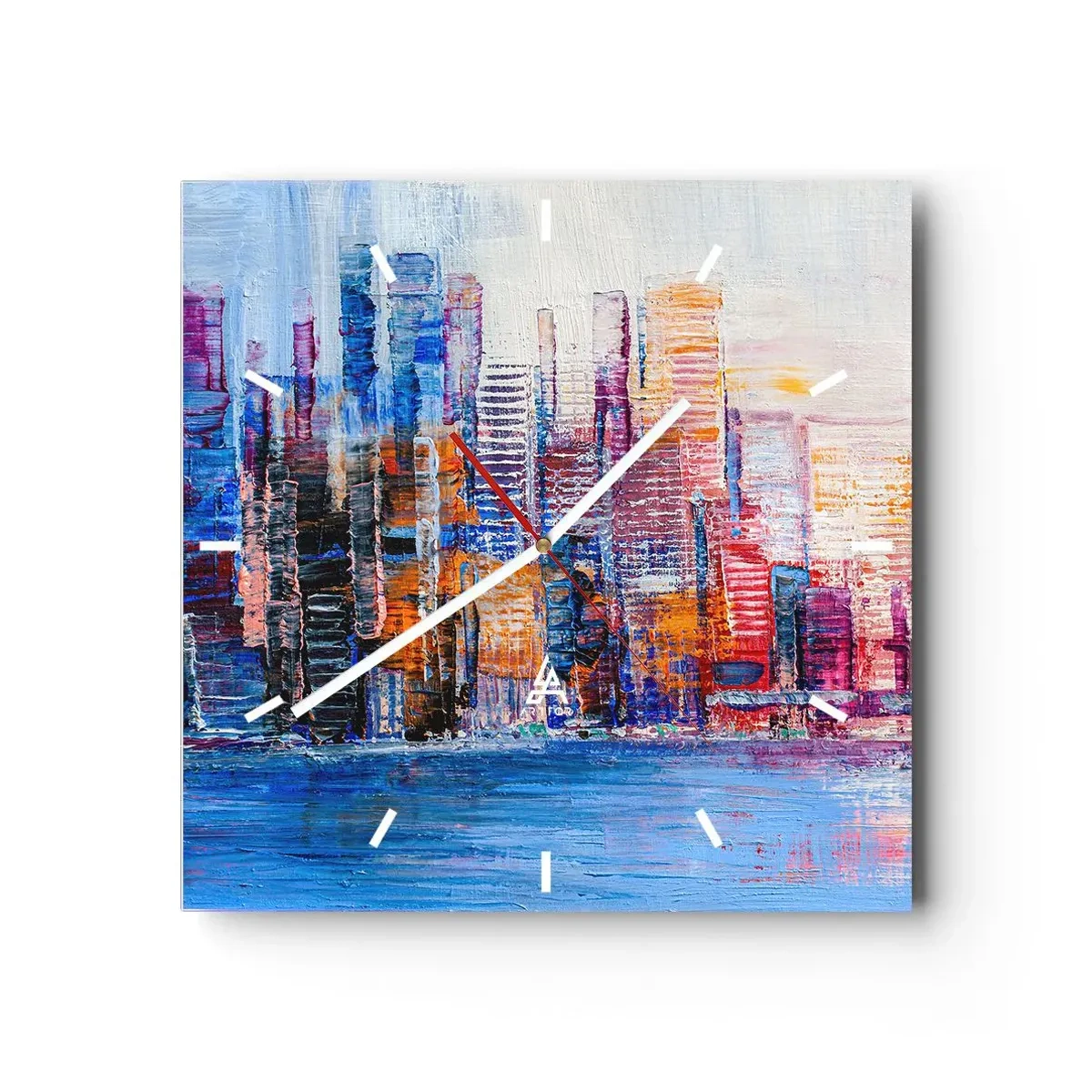 Orologio da parete - Orologio in Vetro - Metropoli gioiosa - 40x40 cm