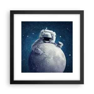 Poster in cornice nera - Burlone spaziale - 30x30 cm