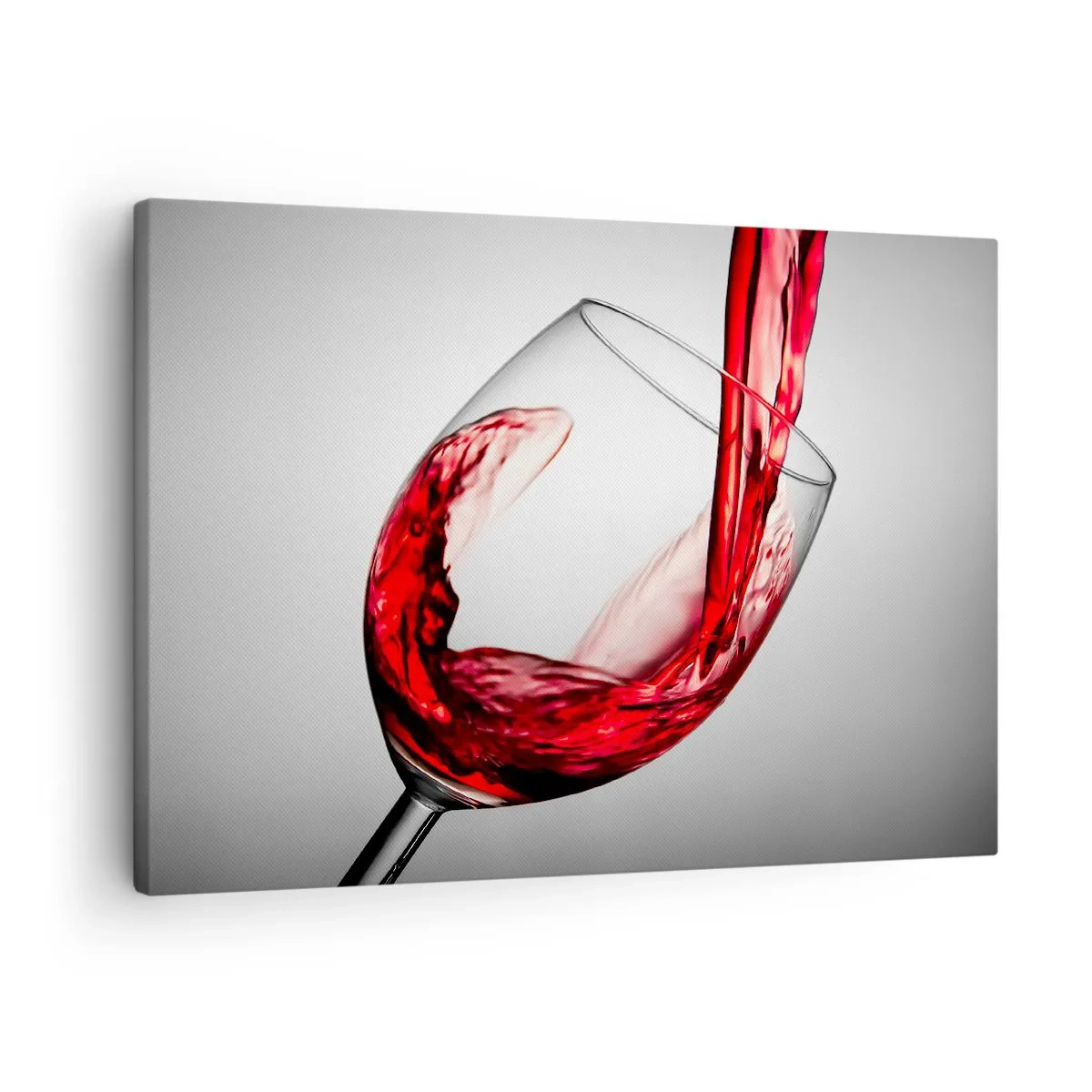 Quadro su tela - Stampe su Tela - Un bicchiere di vino rosso versato su uno sfondo chiaro - 70x50cm - Colore - movimento - suono - Decorazione murale moderna per soggiorno e camera da letto ARTTOR