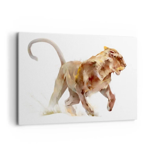 Quadro su tela - Stampe su Tela - Una leonessa che corre in un'interpretazione artistica - 120x80cm - Grazia selvatica - Decorazione murale moderna per soggiorno e camera da letto ARTTOR