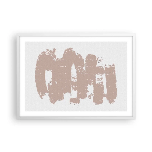 Poster in cornice bianca - Astrazione in un rosa mite - 70x50 cm