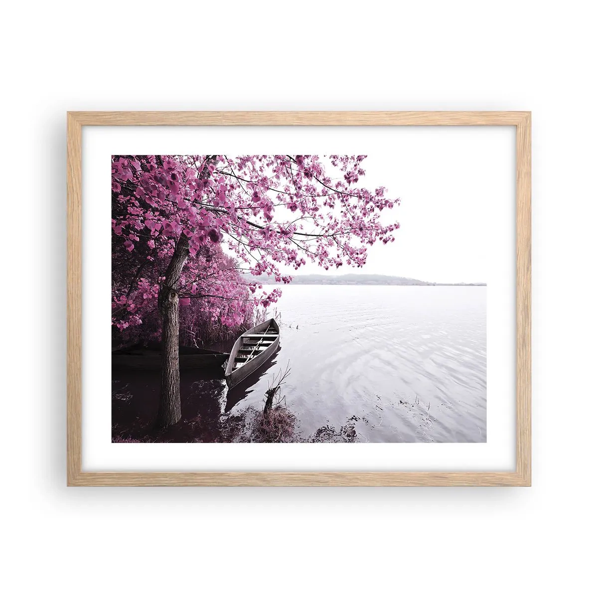 Poster in cornice rovere chiaro - Nel silenzio rosa - 50x40 cm