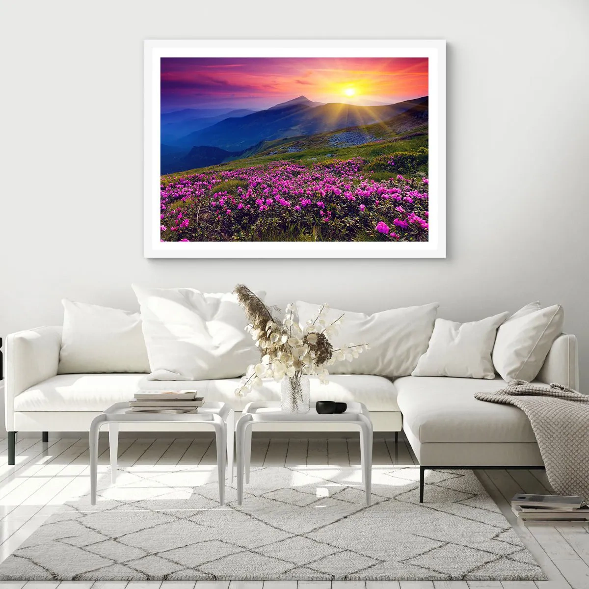 Poster in cornice bianca - Odore di mugo e profumo di erbe - 70x50 cm