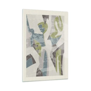 Quadro su vetro - Composizione geometrica in verde e grigio - 50x70cm - Composizione oltre il vetro - Decorazione murale moderna per soggiorno e camera da letto ARTTOR