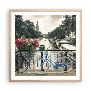 Poster in cornice rovere chiaro - I colori delle strade di Amsterdam - 60x60 cm