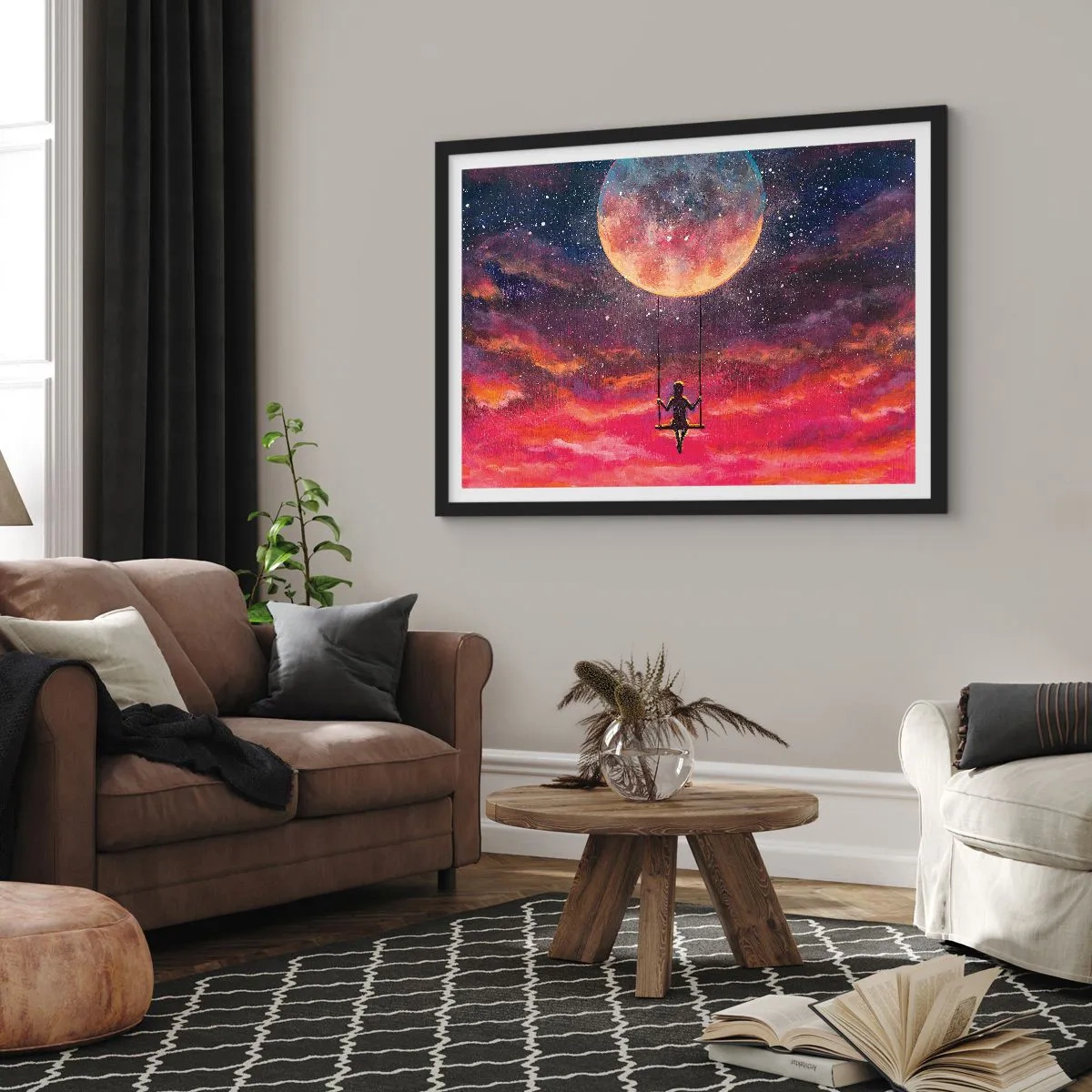 Poster in cornice nera - Con la testa tra le nuvole - 50x40 cm