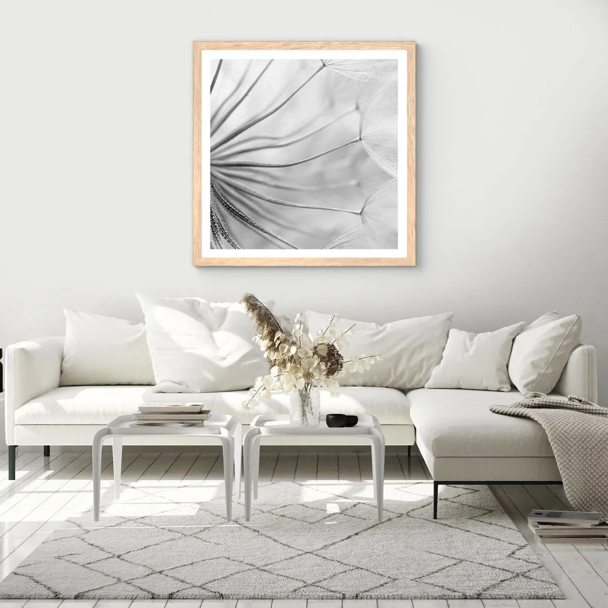 Poster in cornice rovere chiaro - Denti di leone, aquiloni - 60x60 cm