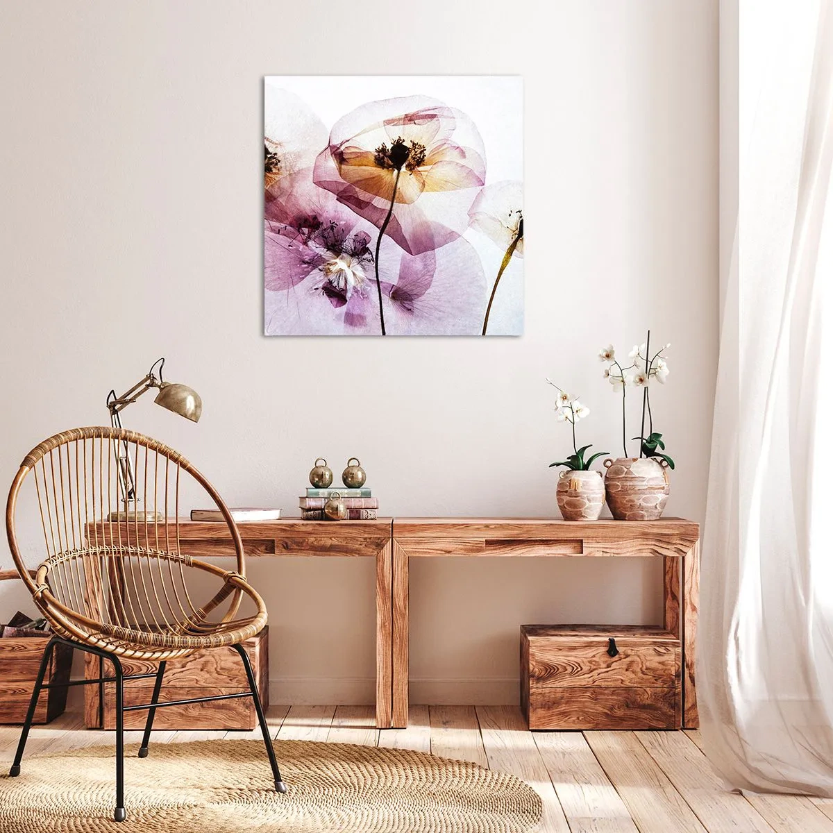 Quadro su tela - Stampe su Tela - Fiori trasparenti - 40x40 cm