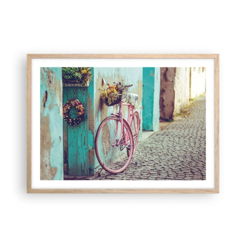 Poster in cornice rovere chiaro - Torno subito - 70x50 cm