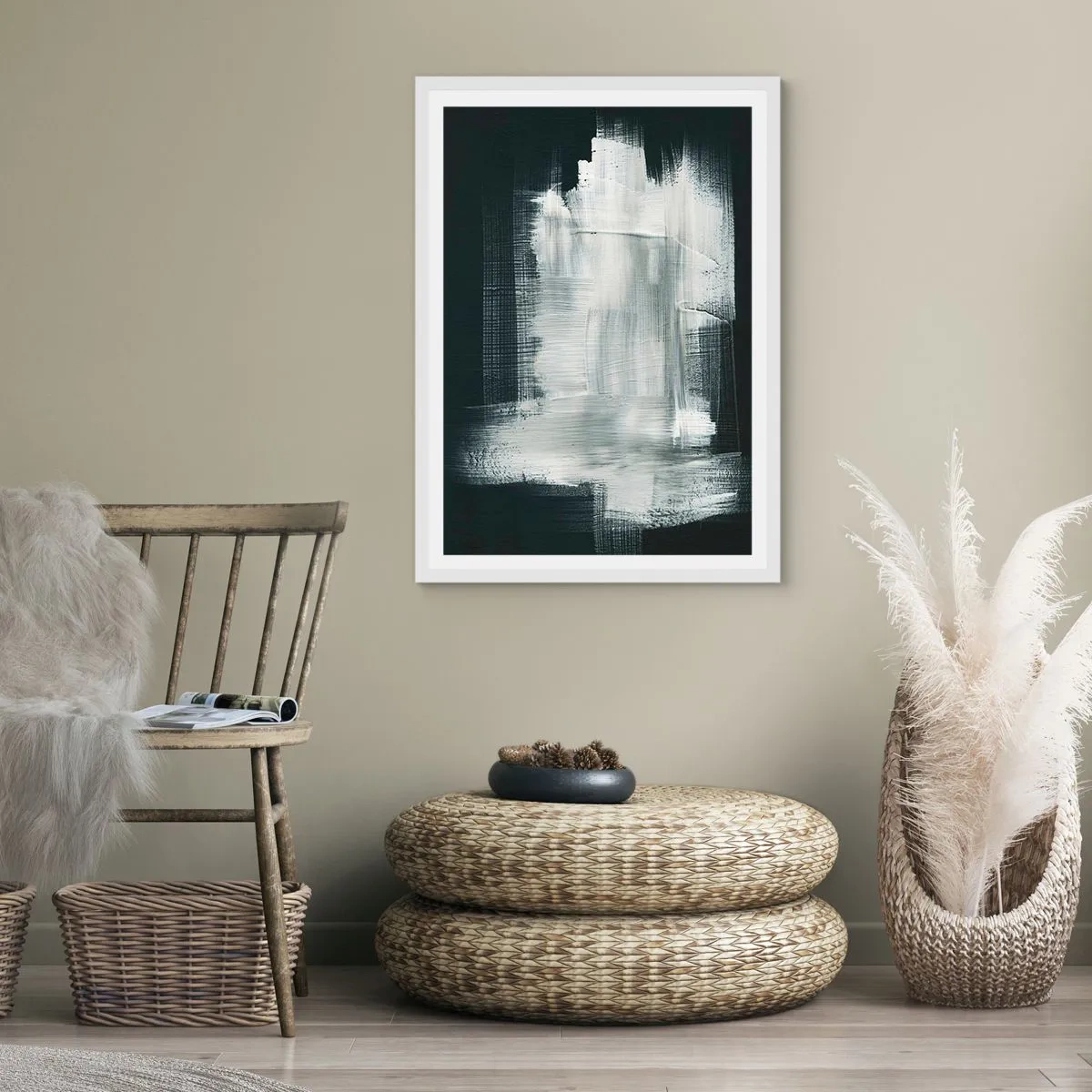 Poster in cornice bianca - Tessuto in verticale e in orizzontale - 70x100 cm