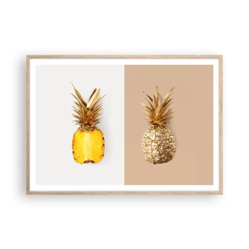 Poster in cornice rovere chiaro - Ananas per due - 100x70 cm