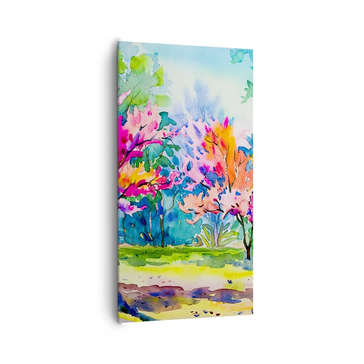 Quadro su tela - Stampe su Tela - Giardino multicolore nella luce della primavera - 65x120 cm
