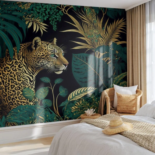 Fotomurali Autoadesivo Deluxe Sticker - Il signore della giungla - leopardo, Giungla, Tropicale - 100x70 cm