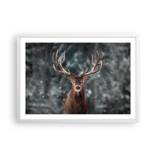 Poster in cornice bianca - Il re del bosco incoronato - 70x50 cm