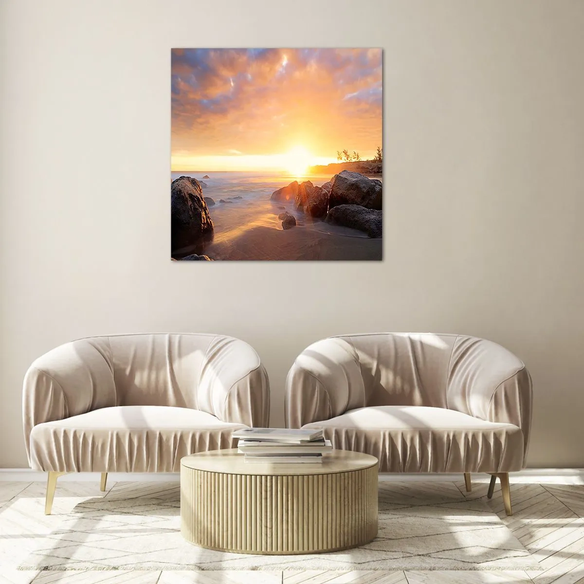 Quadro su vetro - La luminosa brezza della sera - 40x40 cm