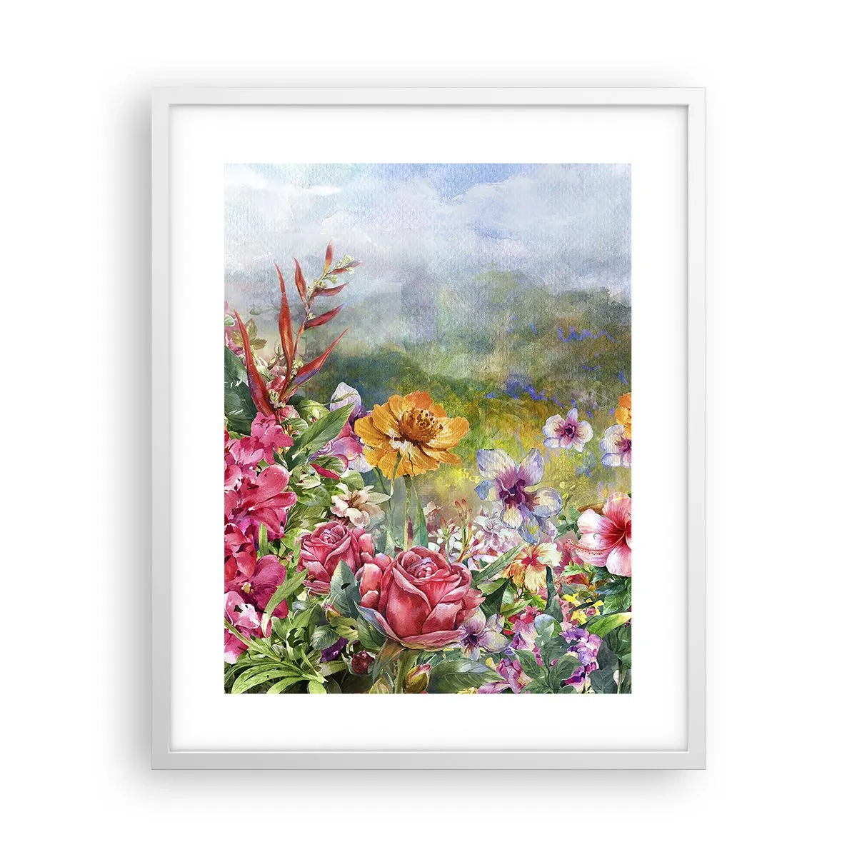 Poster in cornice bianca - Il giardino impazzito - 40x50 cm