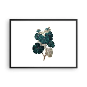 Poster in cornice nera - Illustrazione botanica con foglie nei toni del verde e del beige - 70x50cm - Dal vecchio erbario - Decorazione murale moderna per soggiorno e camera da letto ARTTOR