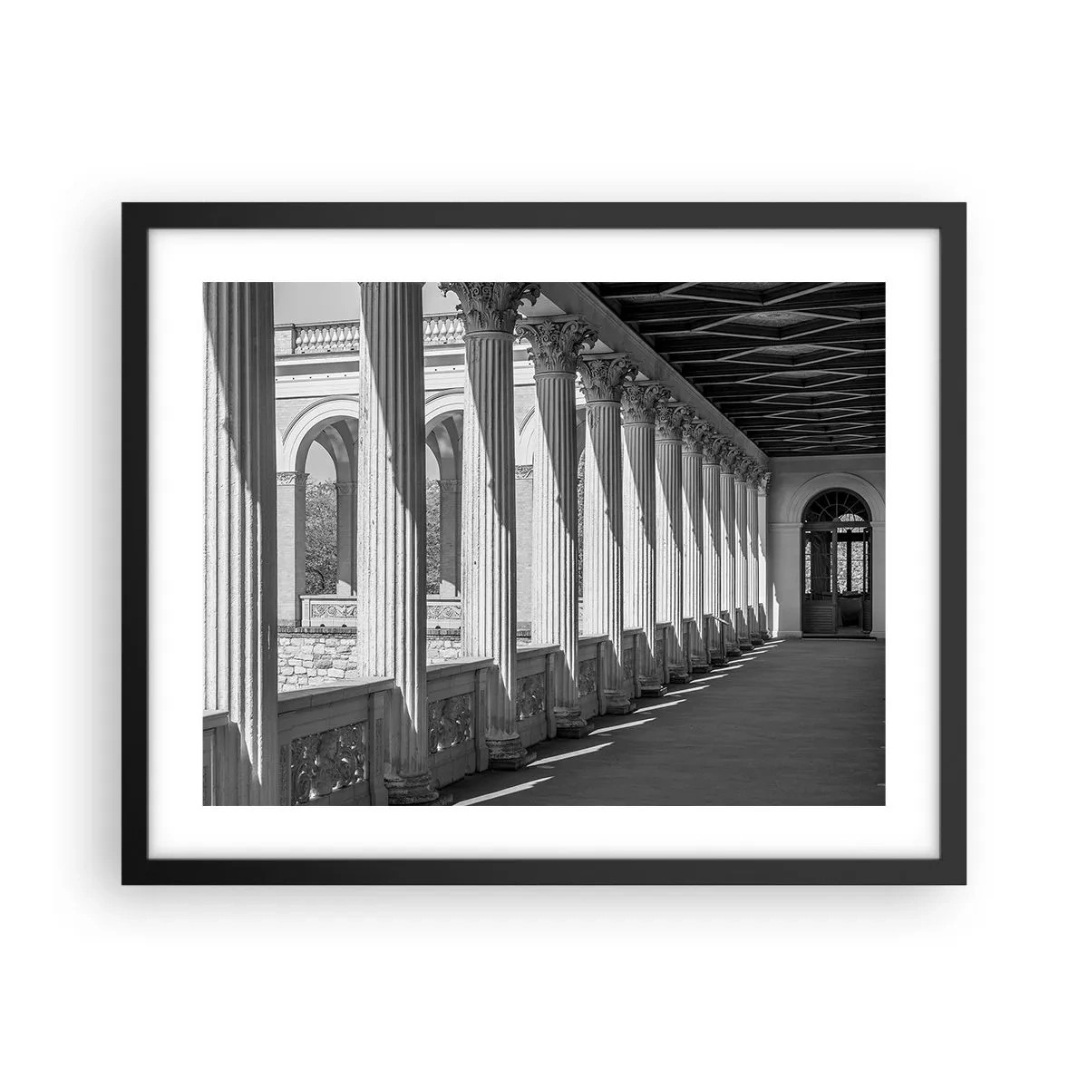 Poster in cornice nera - Portico soleggiato - 50x40 cm