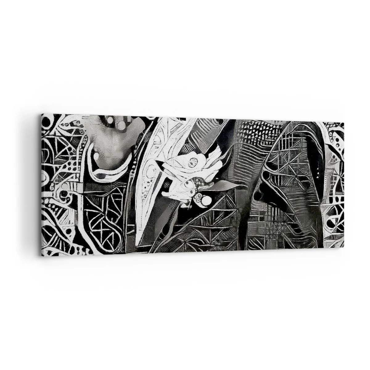 Quadro su tela - Stampe su Tela - Elegante astrazione di un uomo in abito in bianco e nero - 120x50cm - Solo in apparenza un uomo grigio - Decorazione murale moderna per soggiorno e camera da letto ARTTOR