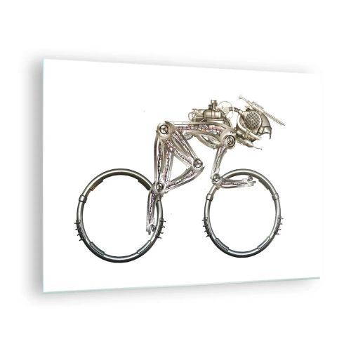 Quadro su vetro - Bicicletta industriale in metallo - 70x50cm - Macchina perfetta - Decorazione murale moderna per soggiorno e camera da letto ARTTOR