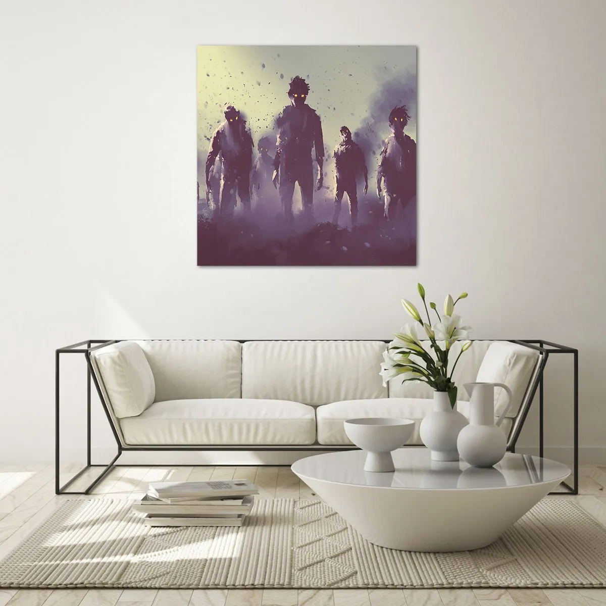 Quadro su vetro - Attenzione! Arrivano - 40x40 cm