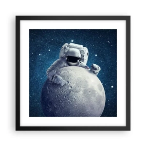 Poster in cornice nera - Burlone spaziale - 40x40 cm
