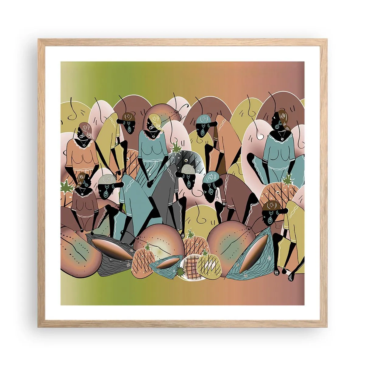 Poster in cornice rovere chiaro - Arriva la grande festa - 60x60 cm