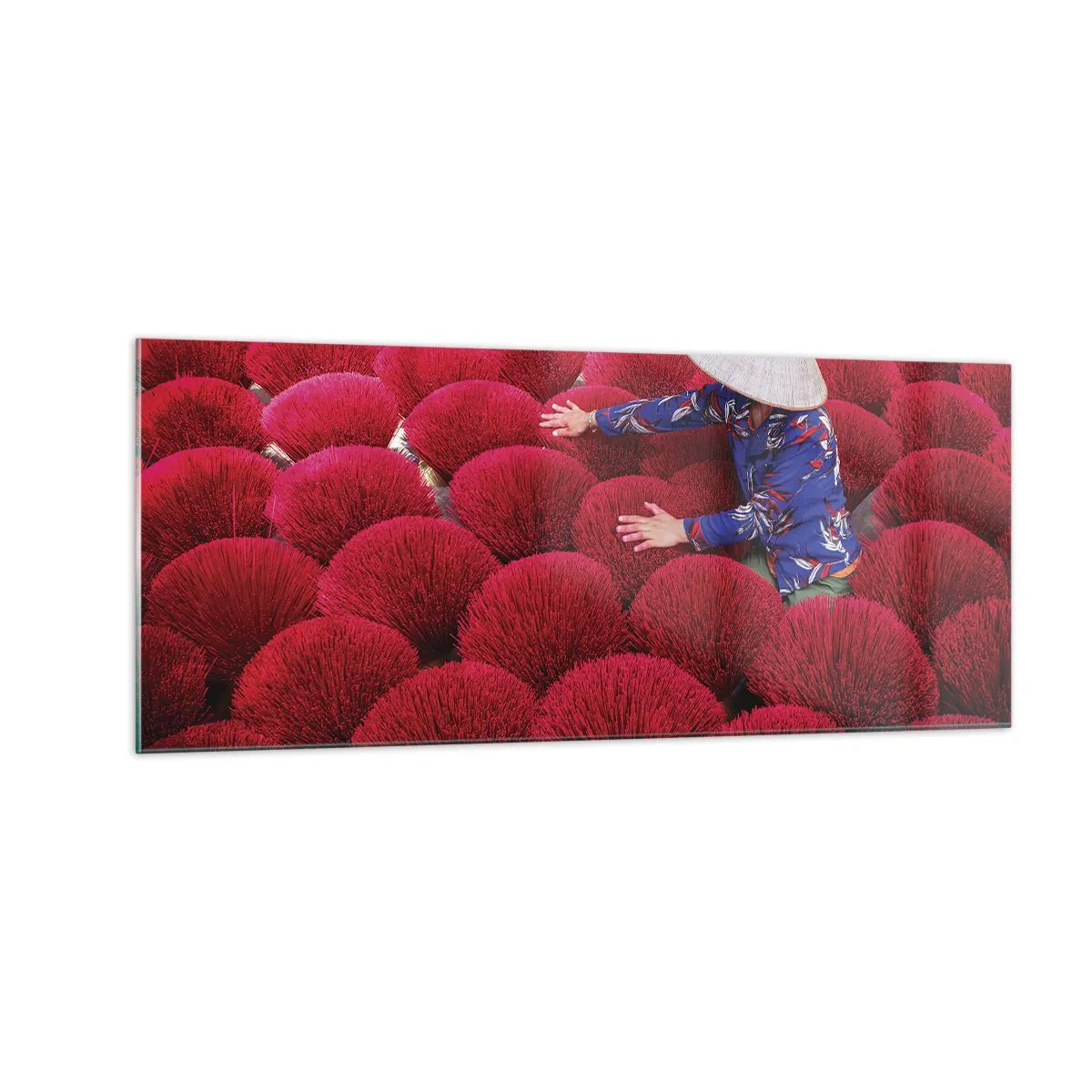 Quadro su vetro - Nel campo di riso - 100x40 cm