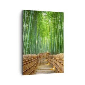 Quadro su tela - Stampe su Tela - Un sentiero in una fitta foresta di bambù - 50x70cm - Essenza della natura asiatica - Decorazione murale moderna per soggiorno e camera da letto ARTTOR