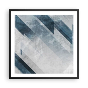 Poster in cornice nera - Composizione spaziale: movimento in grigio - 60x60 cm