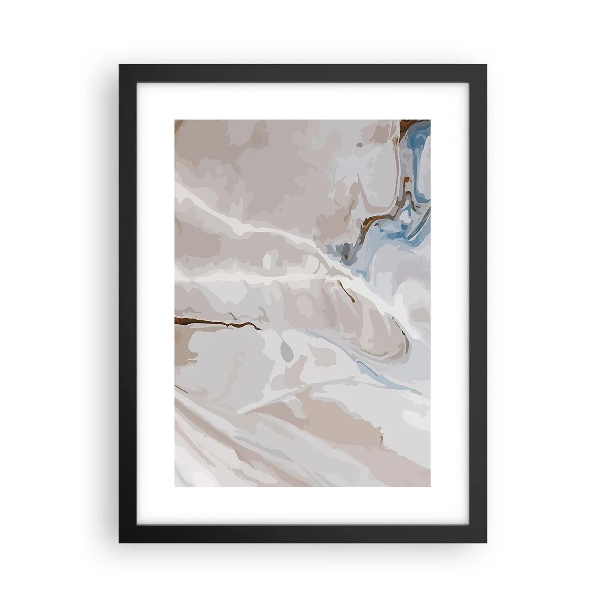 Poster in cornice nera - Meandri blu sotto il bianco - 30x40 cm