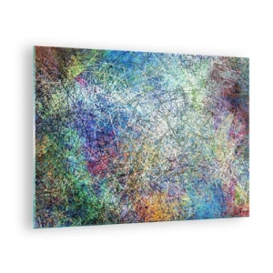 Quadro su vetro - Astrazione colorata con linee dinamiche - 70x50cm - Non è cosi semplice - Decorazione murale moderna per soggiorno e camera da letto ARTTOR