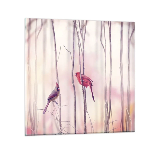 Quadro su vetro - Il racconto del bosco rosa - 30x30 cm