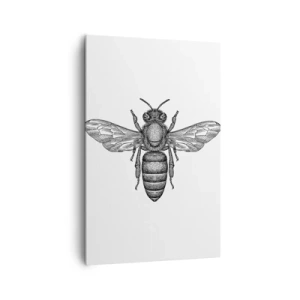 Quadro su tela - Stampe su Tela - Un motivo a forma di ape in stile cartone animato su sfondo bianco, in stile minimalista. - 80x120cm - Ritratto d'insetto - Decorazione murale moderna per soggiorno e camera da letto ARTTOR
