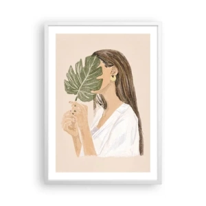 Poster in cornice bianca - Misterioso ritratto con ventaglio - 50x70 cm