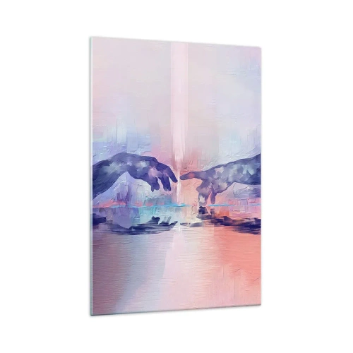 Quadro su vetro - Mani simboliche in colori astratti, che rimandano al tema della creazione - 70x100cm - La scintilla divina della vita - Decorazione murale moderna per soggiorno e camera da letto ARTTOR