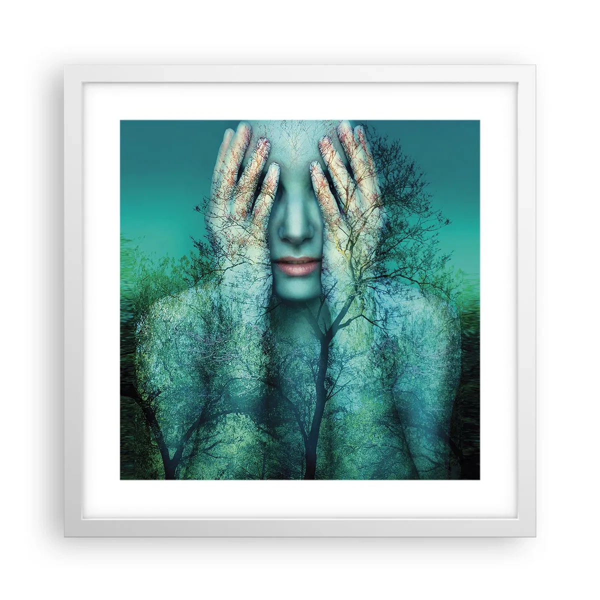 Poster in cornice bianca - Immersa nel blu - 40x40 cm