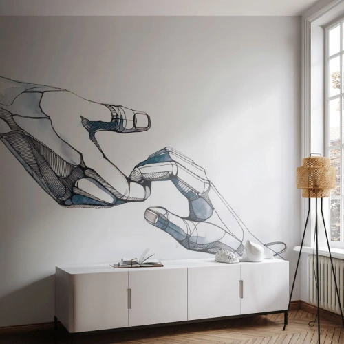 Fotomurali Premium Sand - Un disegno moderno di due mani in stile futuristico. - 100x70cm - Buon gesto - Decorazione murale moderna per soggiorno e camera da letto ARTTOR