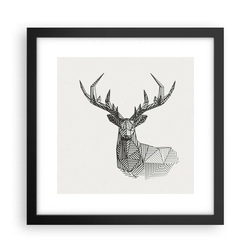 Poster in cornice nera - Cervo in stile cubista - 30x30 cm