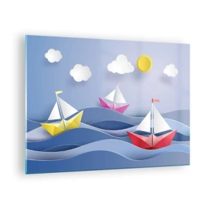 Quadro su vetro - Oh, quanto è bello dondolarsi tra le onde - 70x50cm - Come è bello dondolare tra le onde - Decorazione murale moderna per soggiorno e camera da letto ARTTOR