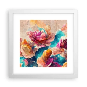 Poster in cornice bianca - Lo splendore colorato del bouquet - 30x30 cm